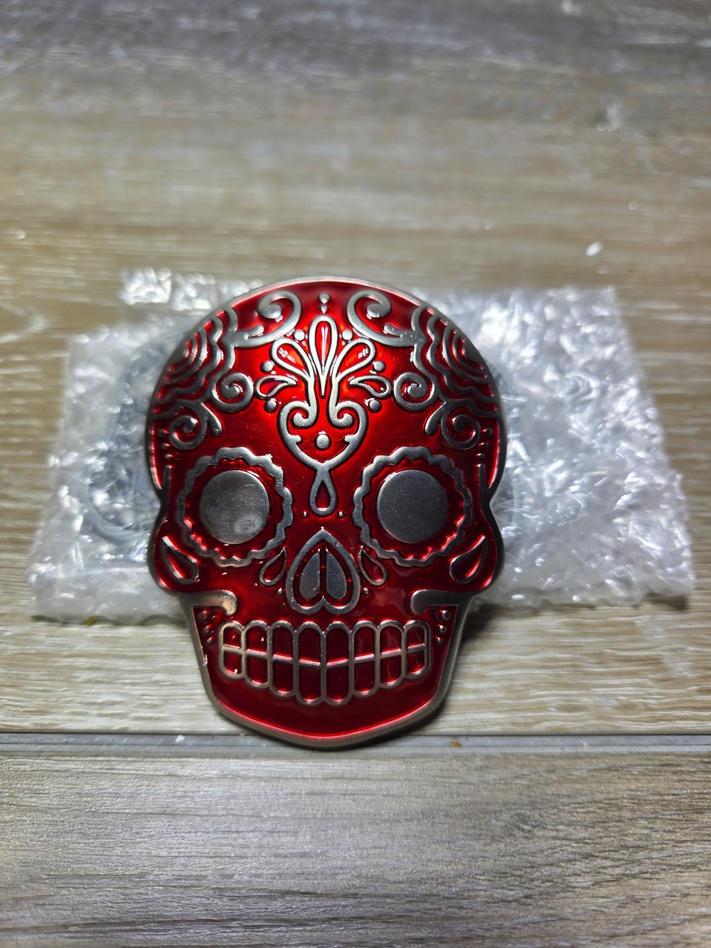 Red Sugar Skull Belt Buckle Day of the Dead Calavera